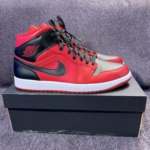 Air Jordan 1 Mid ‘Reverse Bred’ Size 13 - Gym Red/Black/White